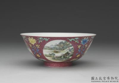 图片[2]-Bowl with landscapes of the four seasons on red ground in falangcai polychrome enamels, Qing dynasty, Qianlong reign (1736-1795)-China Archive